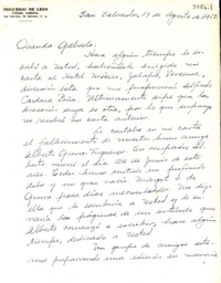 [Carta] 1950 ago. 17, San Salvador [a] Gabriela Mistral