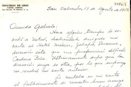[Carta] 1950 ago. 17, San Salvador [a] Gabriela Mistral