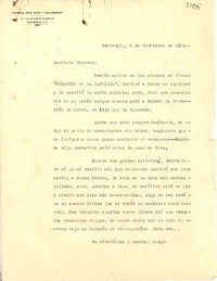 [Carta] 1938 dic. 6, Guatemala [a] Gabriela Mistral