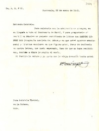 [Carta] 1953 ene. 22, Guatemala [a] Gabriela Mistral, La Habana, Cuba
