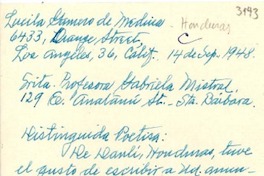 [Carta] 1948 sept. 14, Los Angeles, Calif., [EE.UU.] [a] Gabriela Mistral, Santa Bárbara, [EE.UU.]