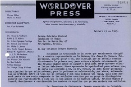 [Carta] 1943 feb. 25, Cuernavaca, México [a] Gabriela Mistral