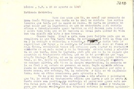 [Carta] 1943 ago. 28, México D.F [a] Gabriela Mistral