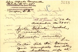 [Carta] 1945 dic. 12, Río de Janeiro [a] Gabriela Mistral