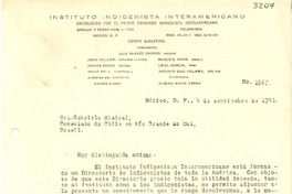 [Carta] 1941 sept. 4, México, D. F., México [a] Gabriela Mistral, Consulado de Chile en Río Grande do Sul, Brasil