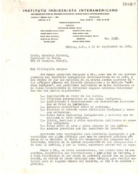 [Carta] 1941 sept. 22, México, D. F., México [a] Gabriela Mistral, Consulado de Chile, Río de Janeiro, Brasil