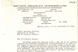 [Carta] 1941 sept. 22, México, D. F., México [a] Gabriela Mistral, Consulado de Chile, Río de Janeiro, Brasil
