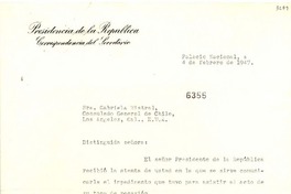[Carta] 1947 feb. 4, [México] [a] Gabriela Mistral, Los Ángeles