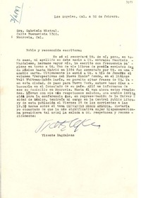 [Carta] 1947 feb. 26, Los Ángeles, California [a] Gabriela Mistral, Monrovia, California