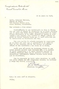 [Carta] 1947 jun. 11, Los Ángeles, California [a] Gabriela Mistral, Santa Bárbara, California