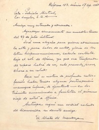 [Carta] 1948 sept. 17, México [a] Gabriela Mistral, Los Angeles, EE.UU.