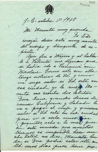 [Carta] 1948 oct. 1, Pachuca [a] Gabriela Mistral