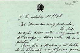 [Carta] 1948 oct. 1, Pachuca [a] Gabriela Mistral