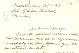 [Carta] 1948 nov. 15, México D.F [a] Gabriela Mistral