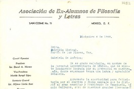 [Carta] 1948 dic. 4, México D.F [a] Gabriela Mistral, México
