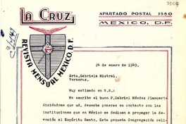[Carta] 1949 ene. 24, México, D. F. [a] Gabriela Mistral, Veracruz, [México]