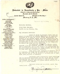 [Carta] 1948 dic. 12, Monterrey, México [a] Gabriela Mistral, Veracruz
