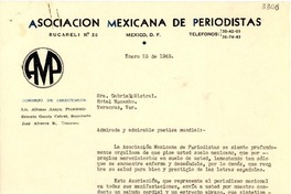 [Carta] 1949 ene. 25, México, D. F. [a] Gabriela Mistral, Hotel Mocambo, Veracruz, Ver., [México]