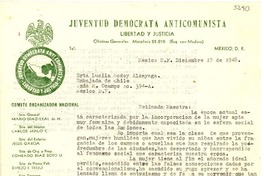 [Carta] 1948 dic. 17, México D.F [a] Lucila Godoy Alcayaga, México D.F