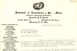 [Carta] 1948 dic. 20, Monterrey, México [a] Gabriela Mistral, Veracruz
