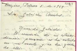 [Carta] 1949 feb. 5, Méjico [a] Gabriela Mistral
