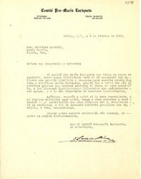 [Carta] 1949 feb. 8, México, D. F. [a] Gabriela Mistral, Hotel Fortín, Fortín, Ver., [México]