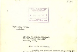 [Carta] 1948 dic. 25, México [a] Gabriela Mistral, Veracruz