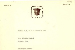 [Carta] 1948 dic. 28, México D.F [a] Gabriela Mistral, Orizaba, Veracruz