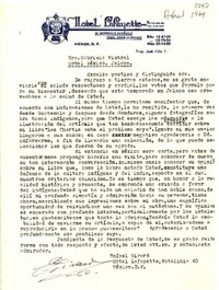 [Carta] [1949] [abr.], Hotel Lafayette, México [a] Gabriela Mistral, Hotel México, Jalapa, [México]