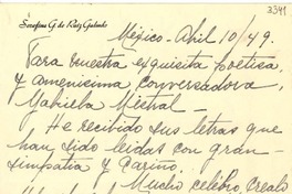 [Carta] 1949 abr. 10, México [a] Gabriela Mistral