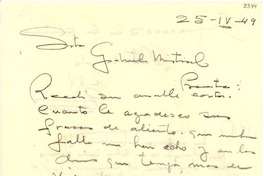 [Carta] 1949 abr. 25 [a] Gabriela Mistral