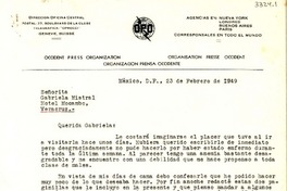 [Carta] 1949 feb. 23, México D.F [a] Gabriela Mistral, Veracruz