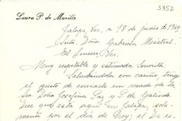 [Carta] 1949 jun. 18, Jalapa, Ver., [México] [a] Gabriela Mistral, El Lencero, Ver., [México]