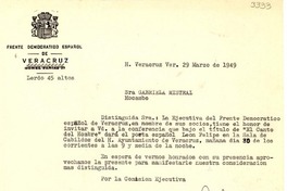 [Carta] 1949 mar. 29, Veracruz [a] Gabriela Mistral, Mocambo
