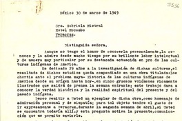 [Carta] 1949 mar. 30, México D.F. [a] Gabriela Mistral, Veracruz