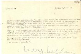 [Carta] 1949 ago. 8, México D.F. [a] Gabriela Mistral