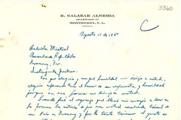 [Carta] 1950 ago. 11, Monterrey, México [a] Gabriela Mistral, México