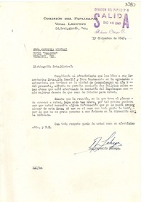 [Carta] 1949 dic. 13, Ver., [México] [a la] Srta. Gabriela Mistral, Hotel Mocambo, Veracruz, Ver., [México]