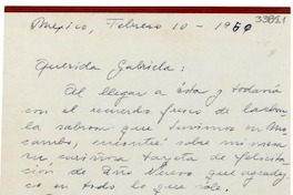 [Carta] 1950 feb. 10, México [a] Gabriela [Mistral]