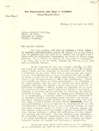 [Carta] 1950 jul. 10, México [a] Gabriela Mistral, Cónsul de Chile, Hacienda La Orduña, Jalapa, Veracruz, [México]