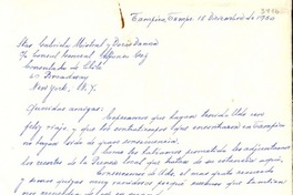 [Carta] 1950 dic. 18, Tampico, [México] [a] Gabriela Mistral, New York