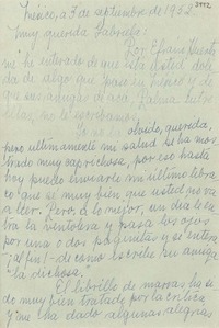 [Carta] 1952 sept. 3, México [a] Gabriela Mistral