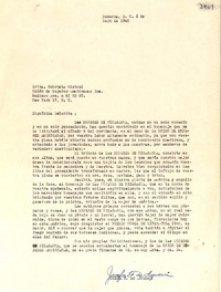 [Carta] 1946 mayo 2, Managua, D. N., [Nicaragua] [a] Gabriela Mistral, Unión de Mujeres Americanas Inc., Madison Ave. & 43 RD ST., New York 17, N. Y., [EE.UU.]