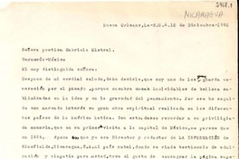 [Carta] 1950 dic. 10, Nueva Orleans, L.A., E.U.A. [a] Gabriela Mistral, Veracruz, México