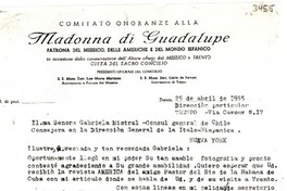 [Carta] 1955 abr. 25, Trento, [Italia] [a] Gabriela Mistral, New York
