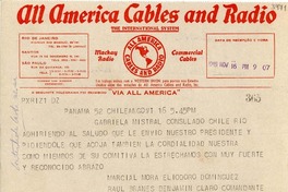 [Telegrama] 1945 nov. 16, Panamá [a] Gabriela Mistral, Río [de Janeiro]