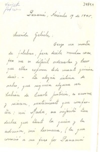 [Carta] 1945 nov. 19, Panamá [a] Gabriela [Mistral]