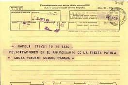 [Telegrama] 1952 sept. 18, Nápoli [a] Gabriela Mistral