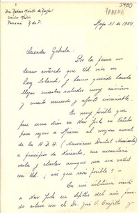 [Carta] 1954 mayo 31, Panamá [a] Gabriela Mistral