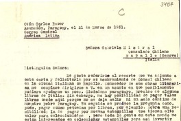 [Carta] 1951 mar. 21, Asunción, Paraguay [a] Gabriela Mistral, Rapallo, Italia